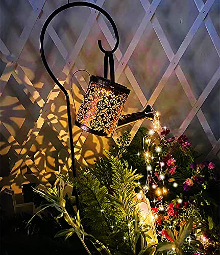 WWahuayuan7.9Inch Watering Can Lights Solar Powered, Garden Solar Lantern Waterproof, Outdoor Hanging Lamp with Light String for Lawn Patio Yard Pathway Decor