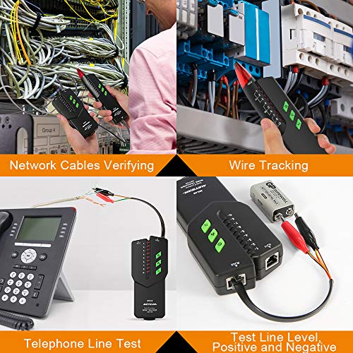 Wire Tracker, Meterk RJ11 RJ45 Multifunctional Cable Tester Line Finder with NCV Probe for Wire Tracer Toner Ethernet LAN Network Cable Collation, Telephone Line Tester, Continuity Checking - Thumbnail 5