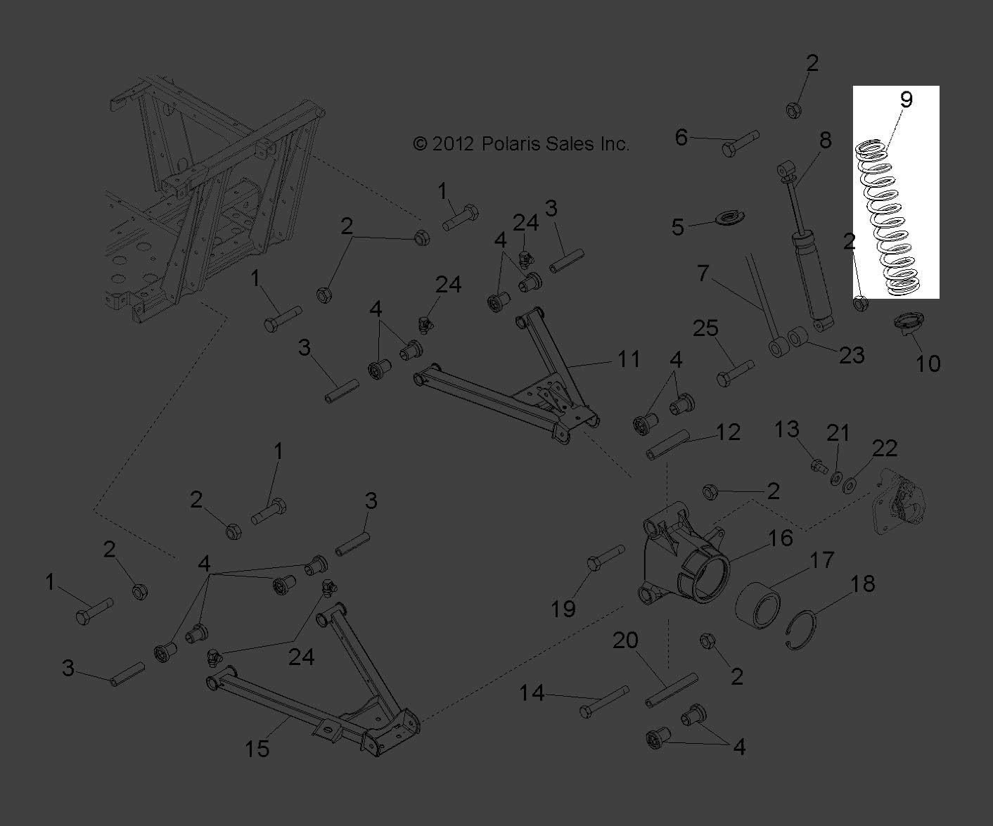 Polaris Ranger Spring, Rear, Matte Black, Genuine OEM Part