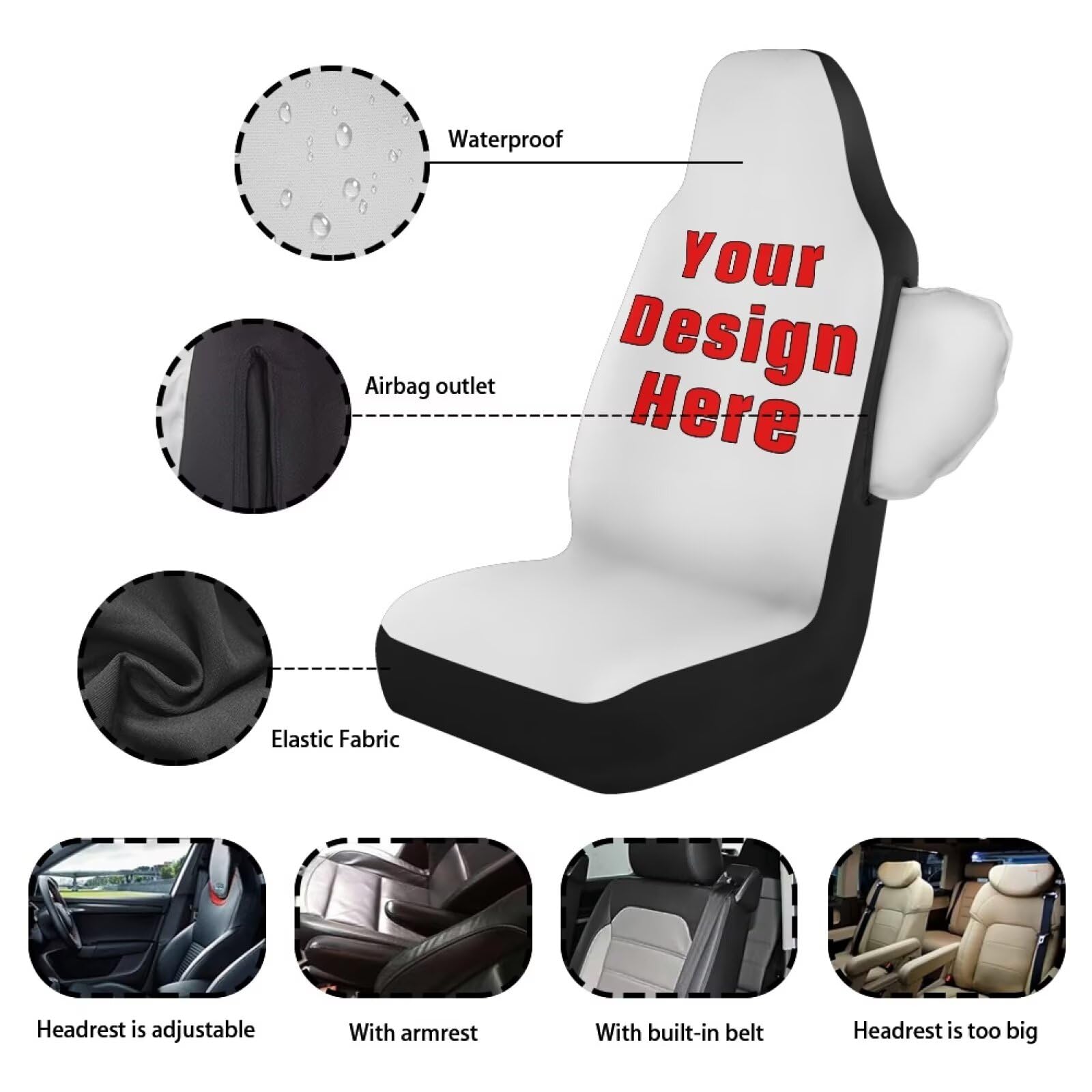 Autositzbedeckung nur Vordersitze,wasserdichte Fahrersitzabdeckung,Airbag kompatibel,Automotive Auto Innenabdeckungen Universal Fit für Autos LKW und SUVs,2 Stück Set