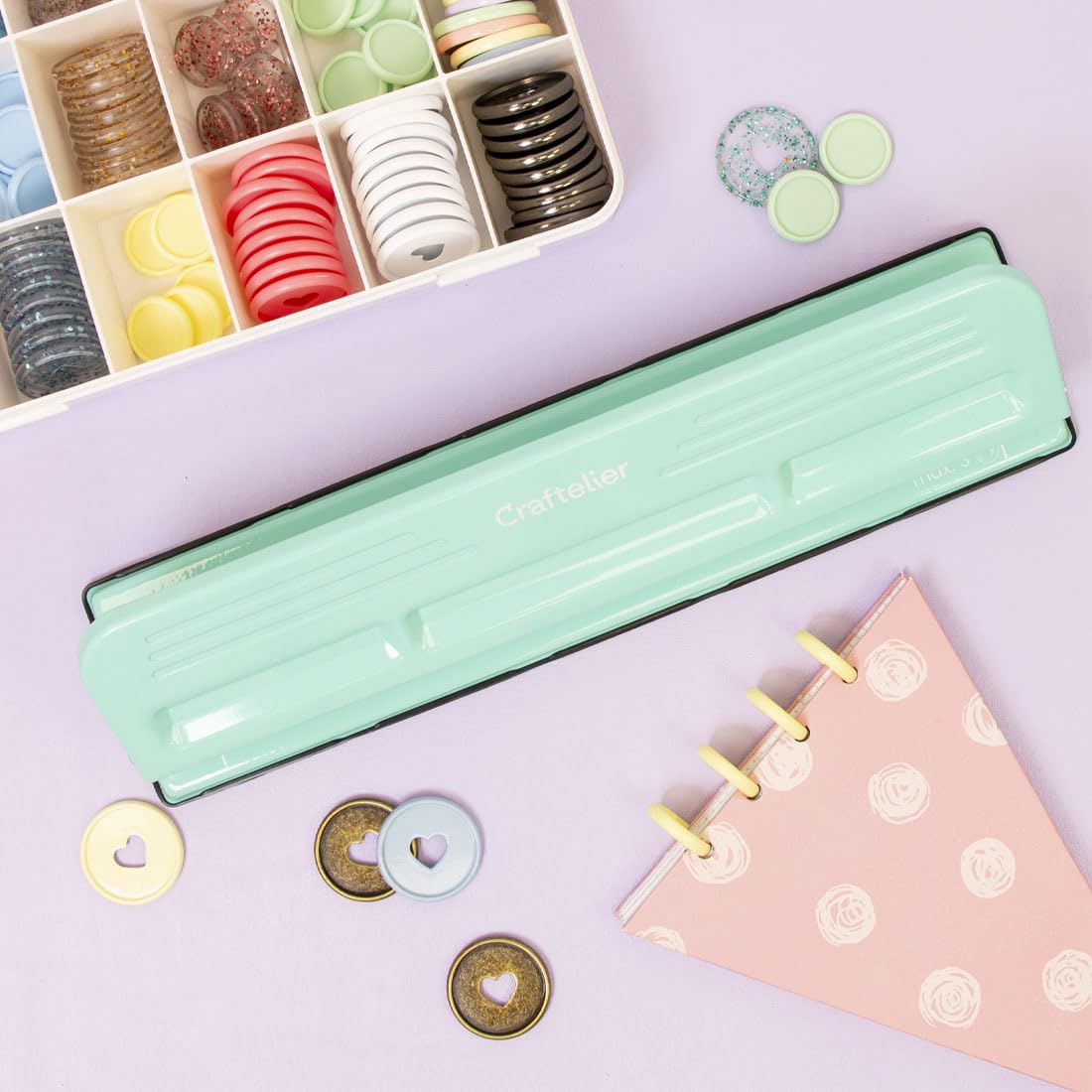 Craftelier - XL 11 Loch Discbound Locher für Planer und Notizbücher | XL Locher für Discbound Planer und Notizbücher kompatibel mit Happy Planner große Einlagen bis zu 3 Blatt 90 g m2