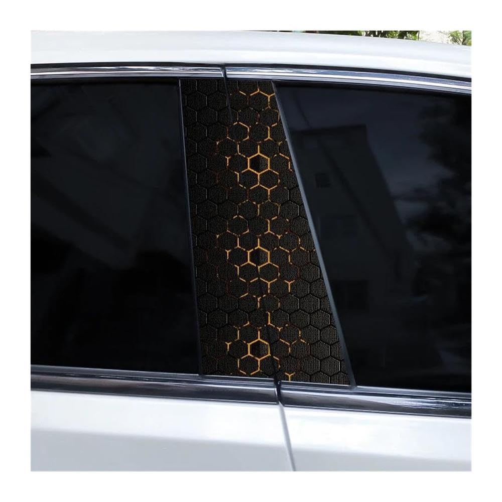 Decorative Items 2pcs Hexagon Image Stickers Car B-Pillar Vinyl Stickers DIY Car Door Pillar Stickers(K)