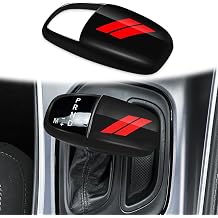 auovo Gear Shift Knob Cover Trim for Dodge Charger Accessories 2015-2023 Challenger 2015-2024 / Durango 2016-2026 Black-Red