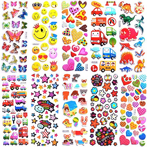 Kids Stickers 1000+, 40 Different Sheets, 3D Puffy Stickers For Kids, Bulk Stickers For Girl Boy Birthday Gift, Scrapbooking, Teachers, Toddlers, Including Animals, Stars, Fishes, Hearts And More #TOP1