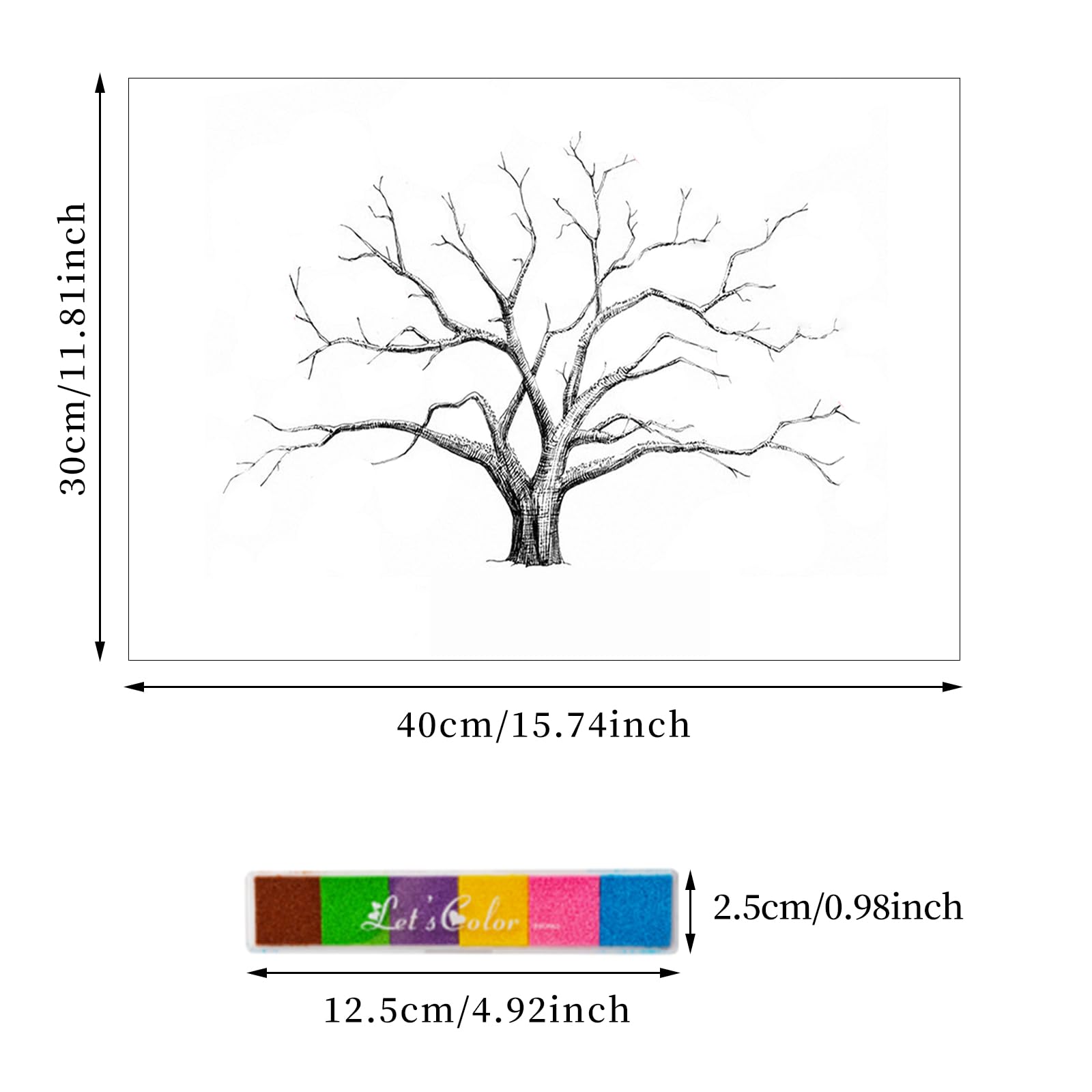 AIBAOBAO Arbre à Empreintes Mariage | Toile 30x40 Cm | Kit Signature Invités | Cadeau Anniversaire, Fête