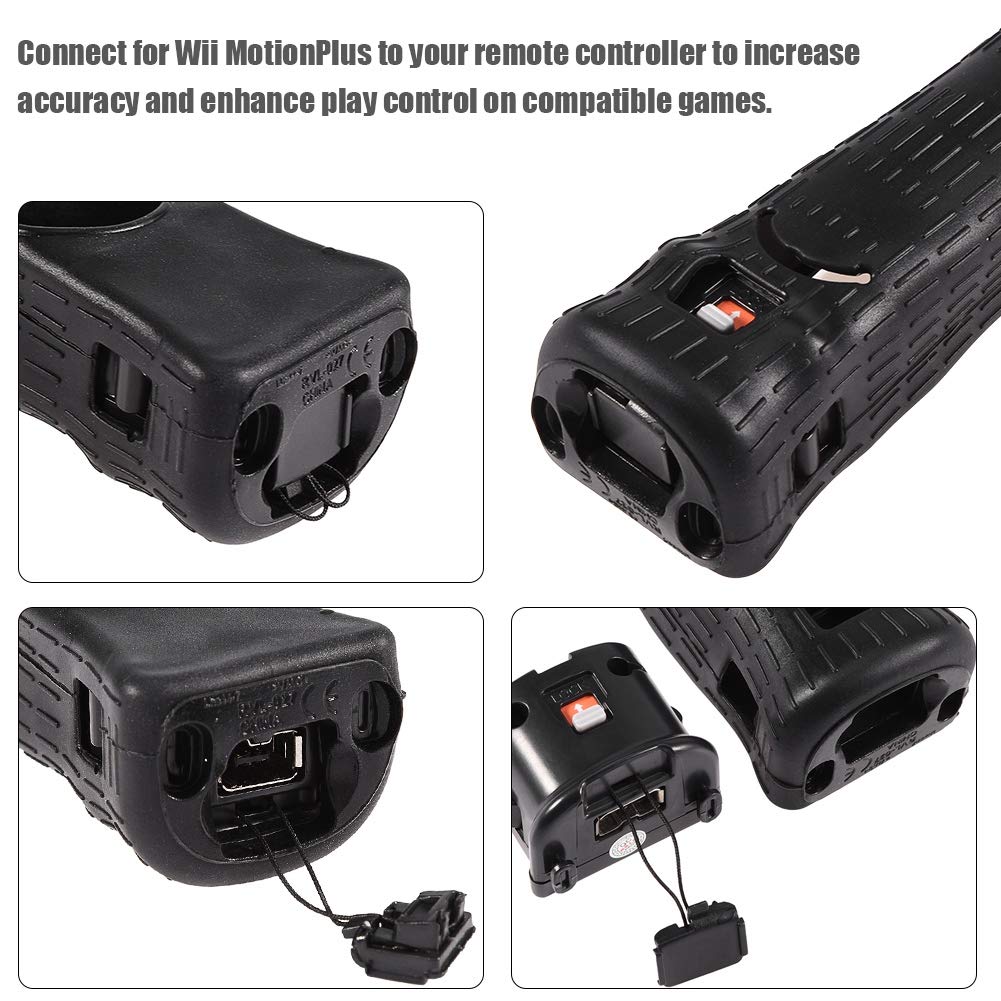 Adaptateur de Capteur Motion Plus, Adaptateur de Capteur Motion Plus Housse en Silicone pour Télécommande, Télécommande sans Fil pour Jeux (Le Noir)
