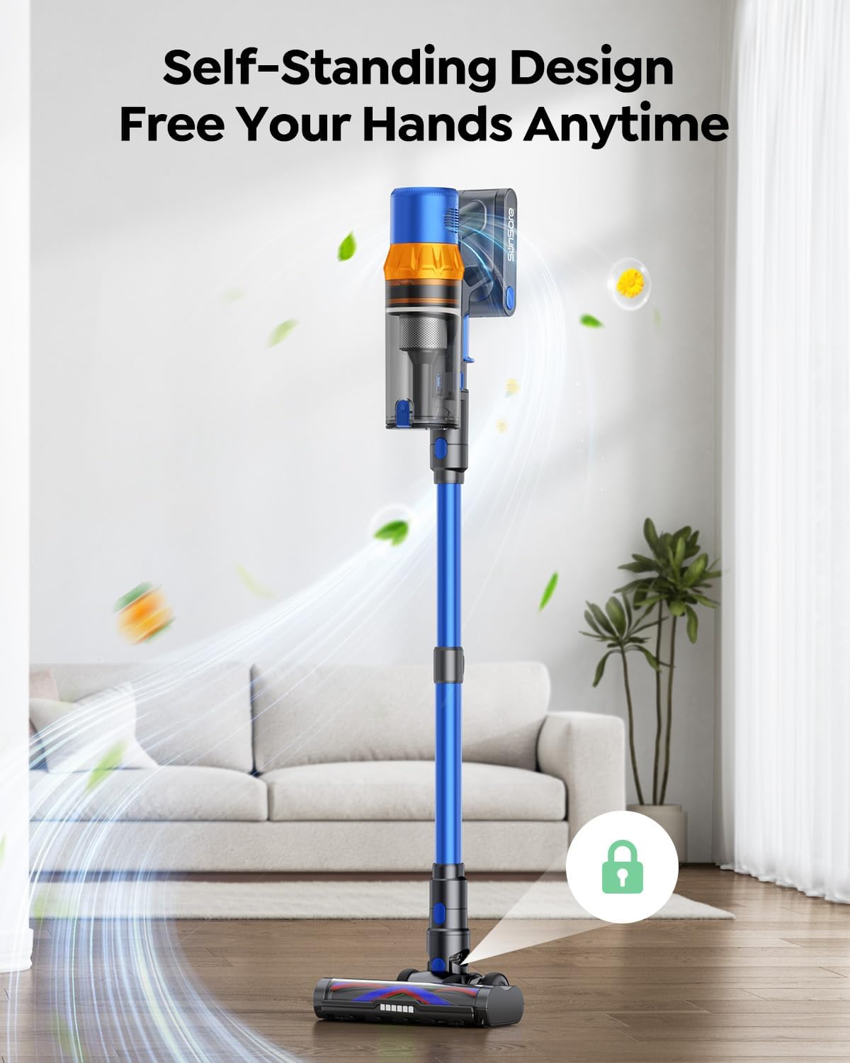 Cordless Vacuum Cleaner, 650W/55KPa/70Mins Stick Vacuum with Bendable Wand, 3.3 ft Hose, Auto Mode, Self-Standing, Aromatherapy, V-Shaped Anti-Tangle Brush for Hard Floor, Carpet & Pet Hair (X13)