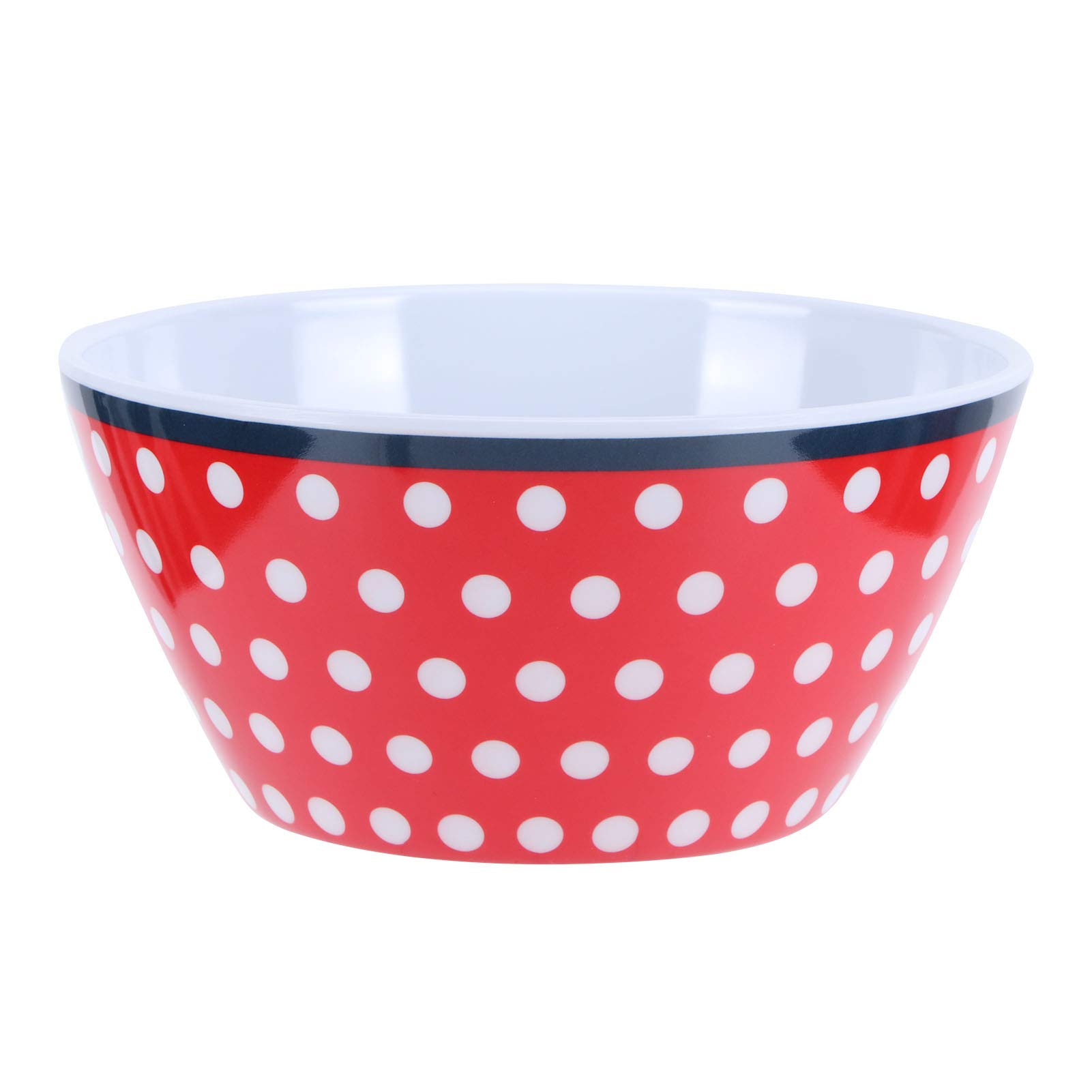 Cocoarm 12 Salatschüsseln aus Melamin, 14,6 X 7 Cm, Serviergeschirr, Stapelbar, Leicht zu Reinigen, Großes Fassungsvermögen für Salat, Suppe, Nudeln, Nudeln, Küchengeschirr (Rot mit Punkt)
