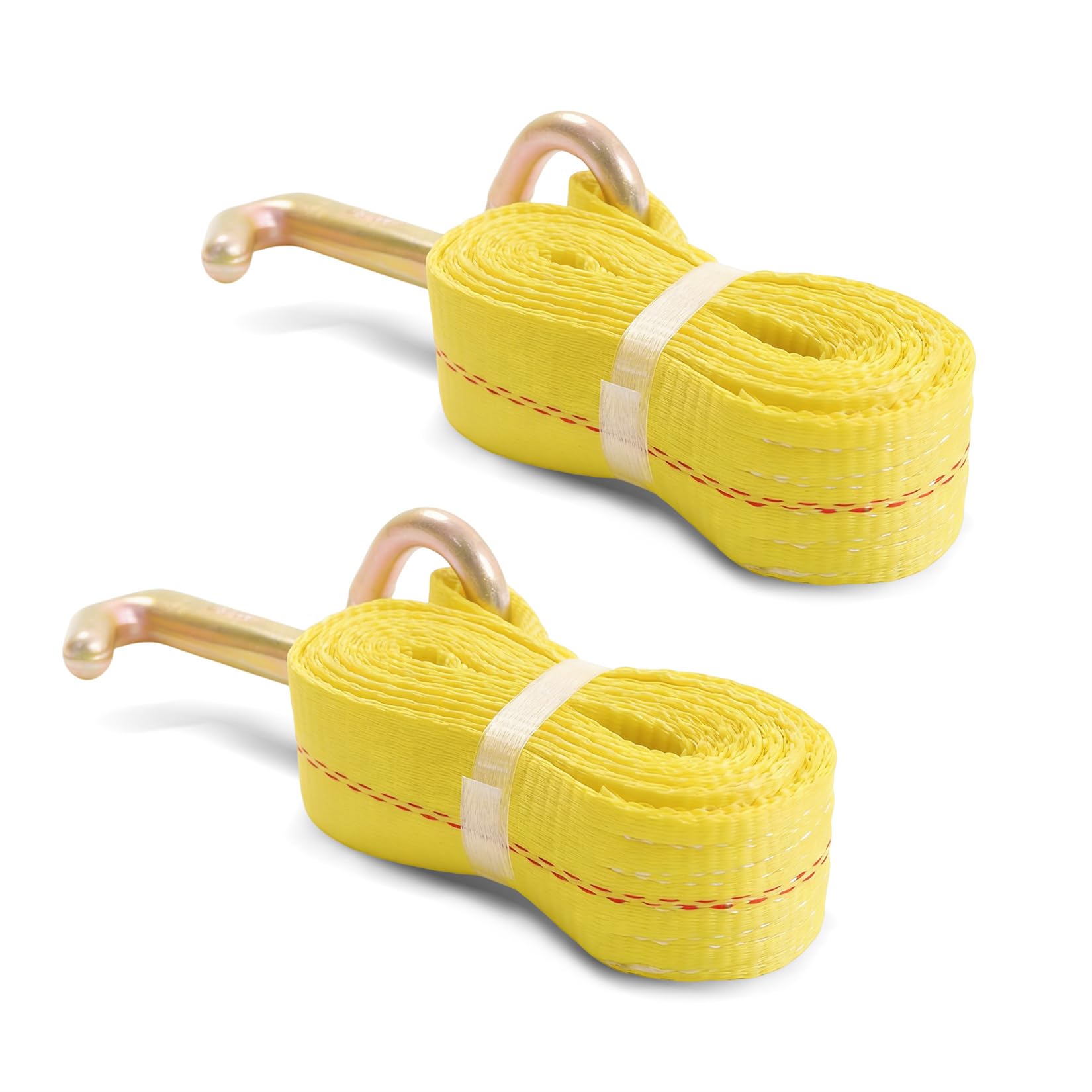Zestaw 2 pasów mocujących Lasso z hakiem Mini J o wymiarach 2" x 10' i z haczykami drucianymi, nośność 3333 funtów do holowania przyczepy holowniczej