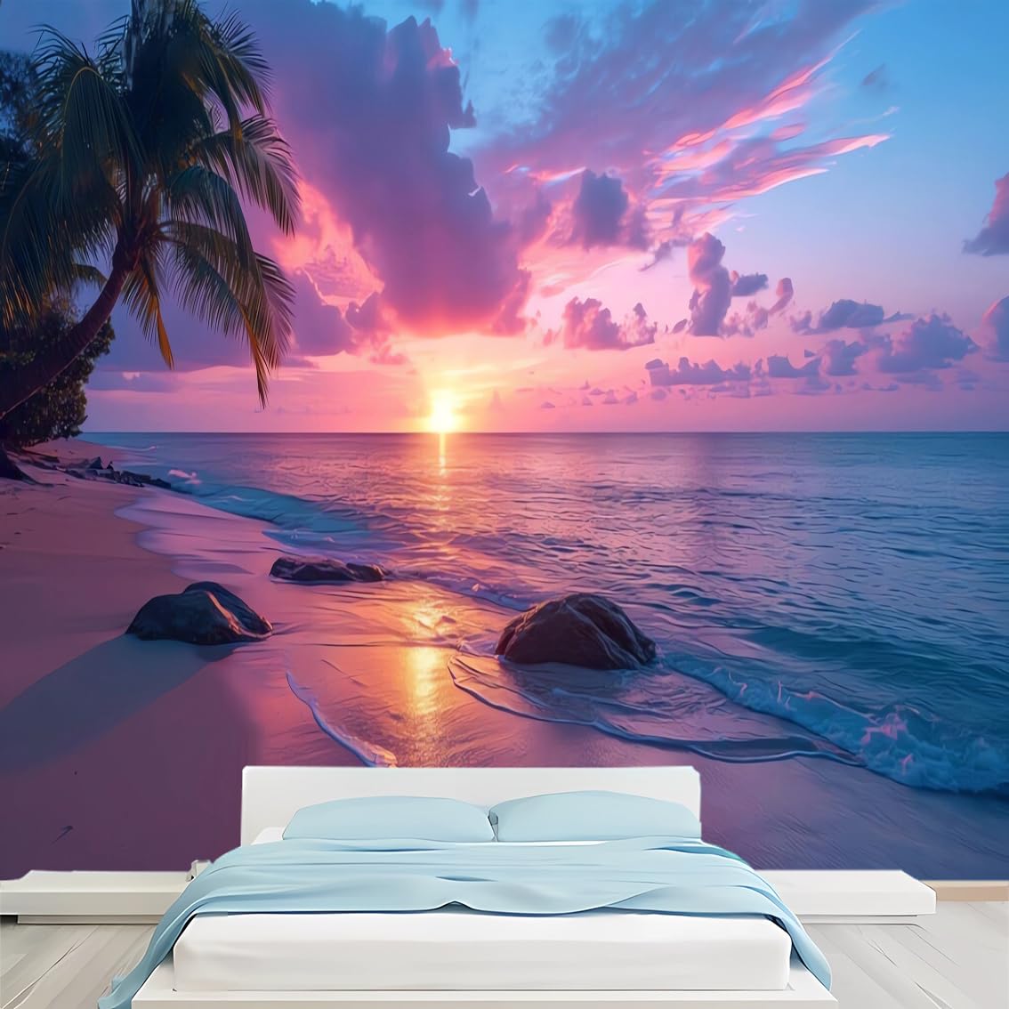 Dskjoviality Landscape-14 Custom Size Mural Sunset Wallpaper Beach Wallpaper Removable Wallpaper Self-Adhesive Large Mural Applicable To The Wall Decoration Living Room Bedroom Restaurant