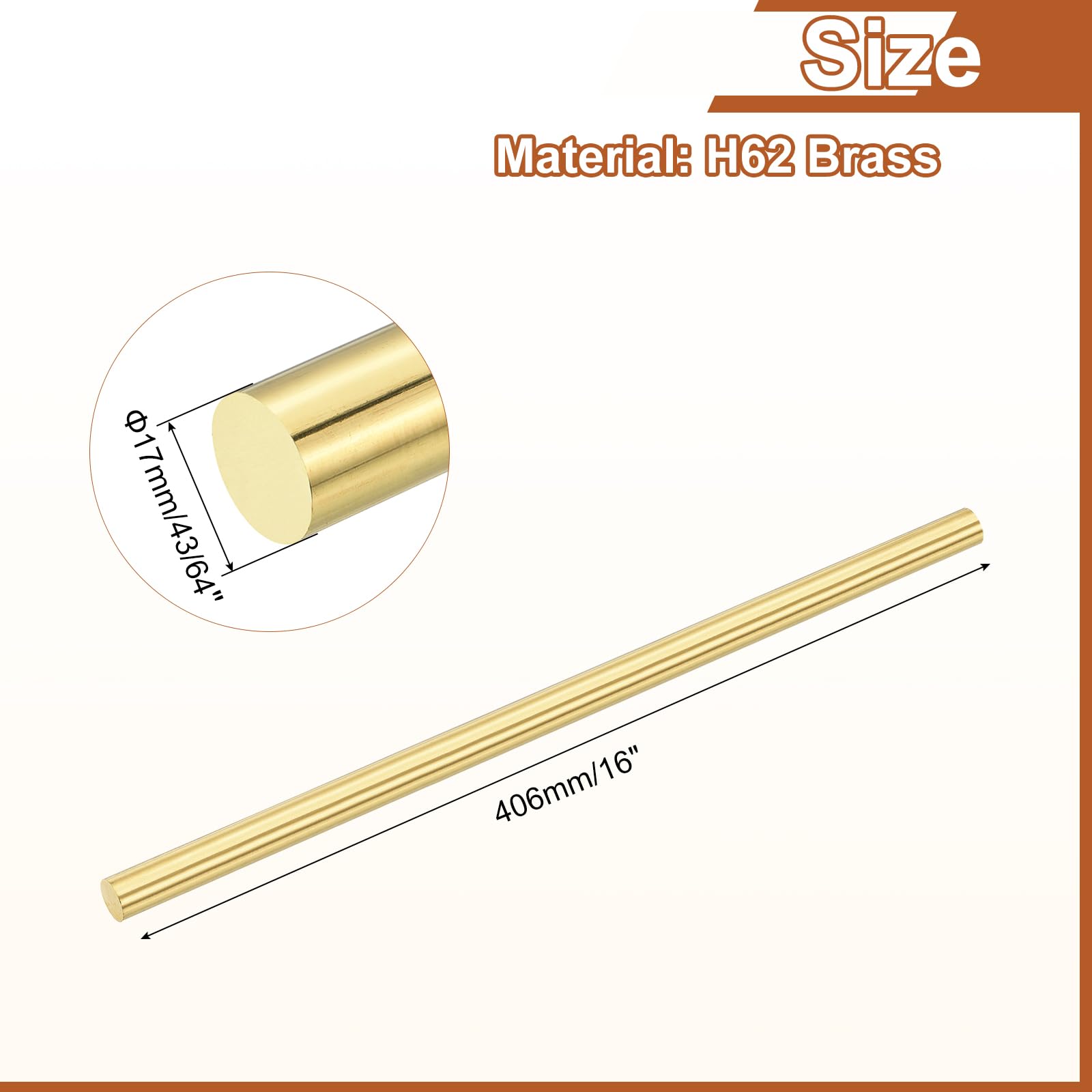 Solid Brass Rod Bar Sturdy DIY Smooth Surface Round 50cm Length Lathe Bar Stick For Ship RC 0.8mm - View #10