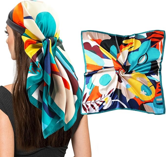 Square Silk Scarf, Satin Head Scarf, Silk Hair Wrap, Neck Scarf for Women Sleeping Wraps