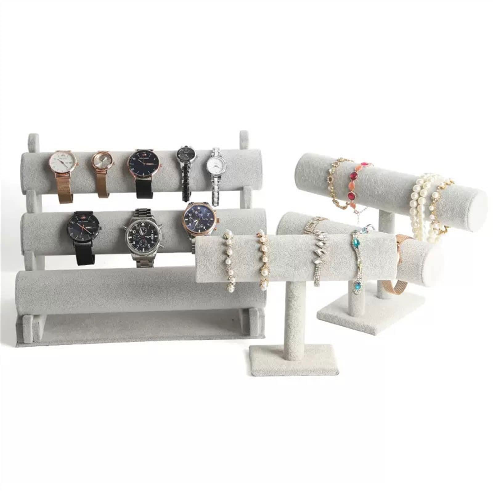 Support De Bracelet / Présentoir De Bracelet / Présentoir De Bijoux Porte Bijoux Velours Noir 2 Rouleaux