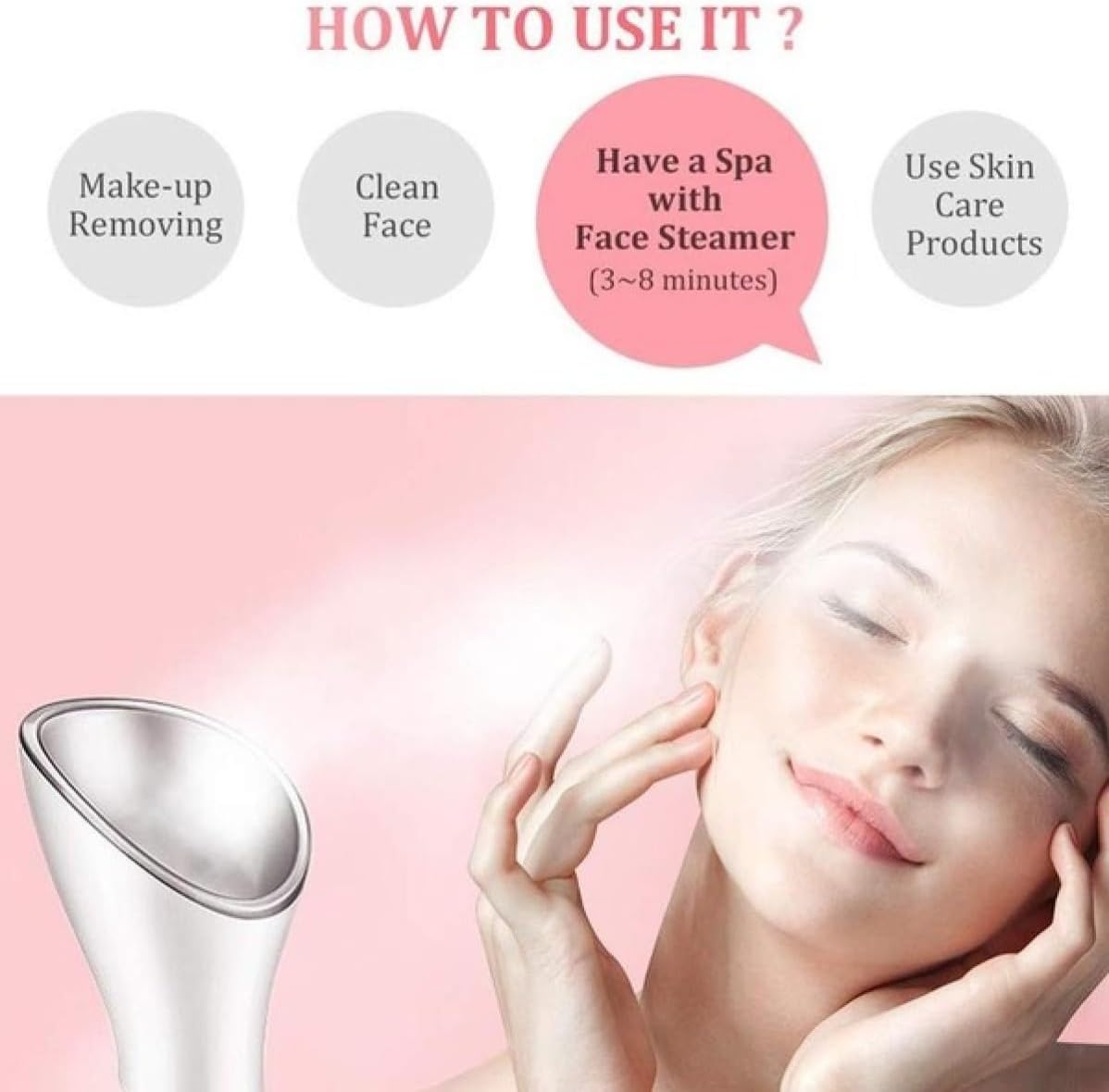 White ABS Facial Steamer with US Plug, Ac110v Thermal Spray