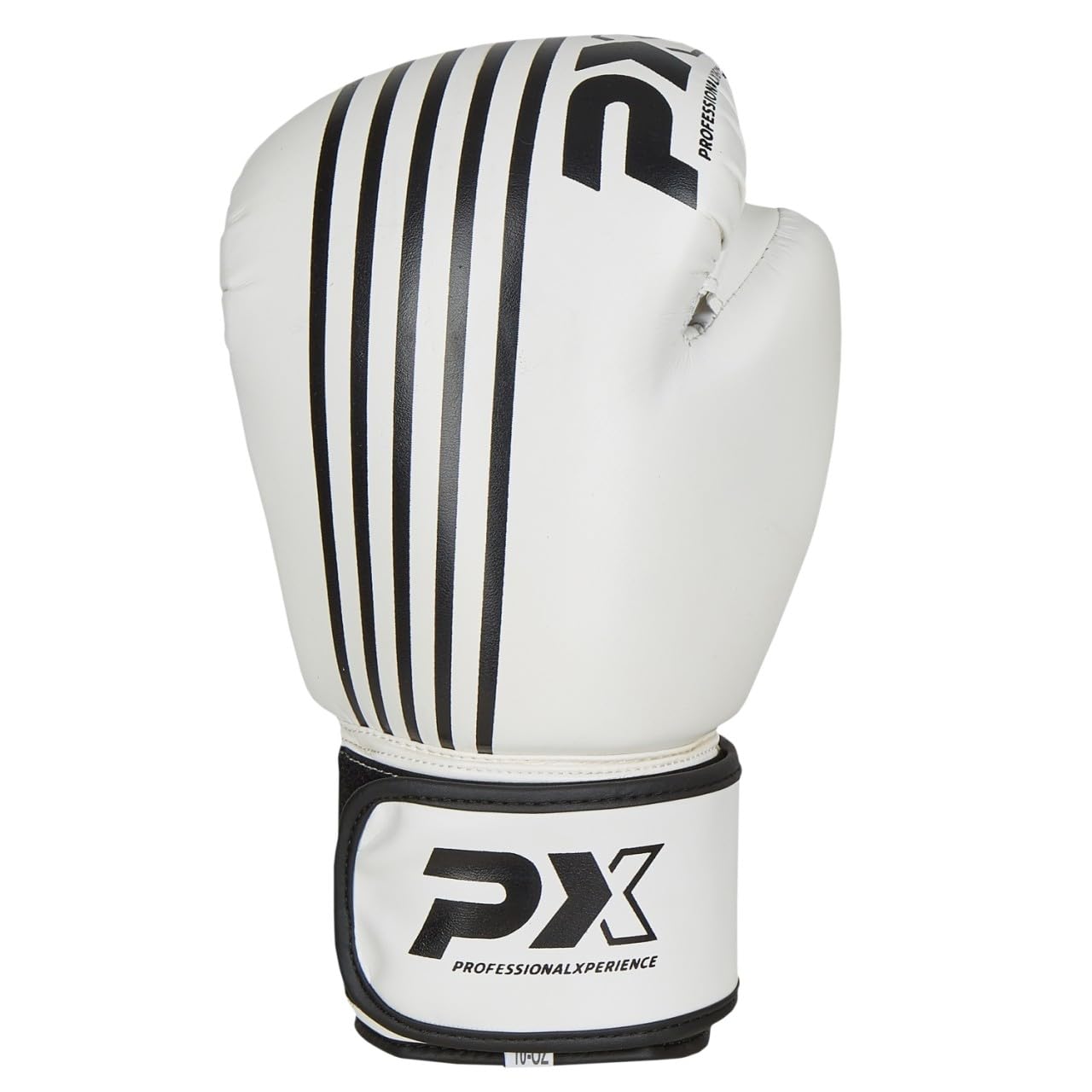 PX Boxhandschuhe Sparring, Kunstleder weiß-schwarz - Gepolsterte Trainingshandschuhe - Fitness, Sparring und Wettkampf - Ergonomisch - Unisex, Kinder, Erwachsene