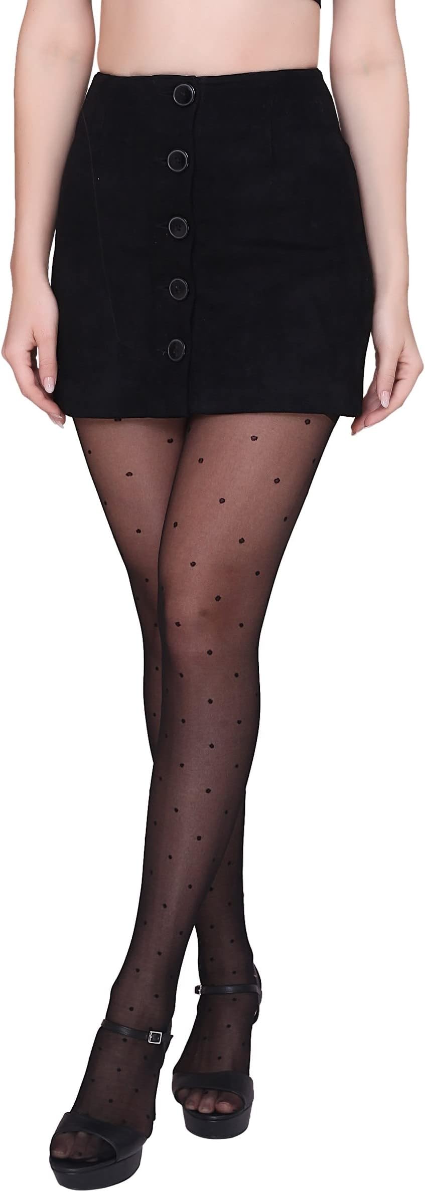 Women's/Girls's High Waist Pantyhose Texture Stockings, Free Size, Black