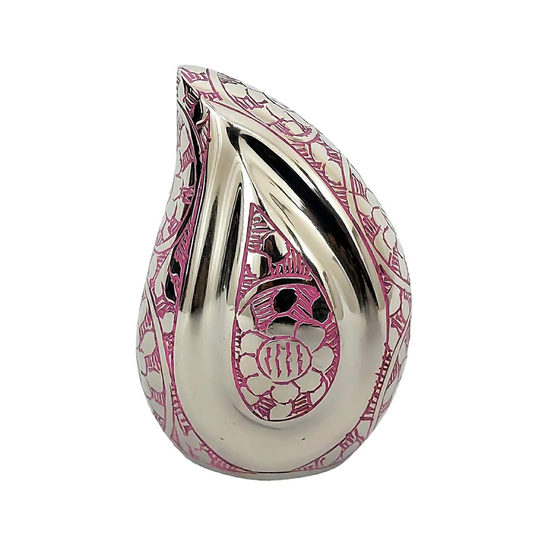 Well Blessed White Butterfly Design mini Portland Pink keepsake Teardrop Human Urn for Ashes.