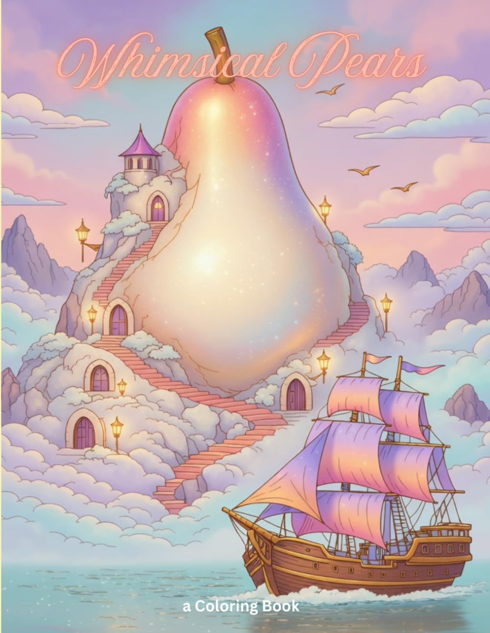 Whimsical Pears: Adult and Teen Coloring Book for stress relief and relaxation / 50 fun images to color