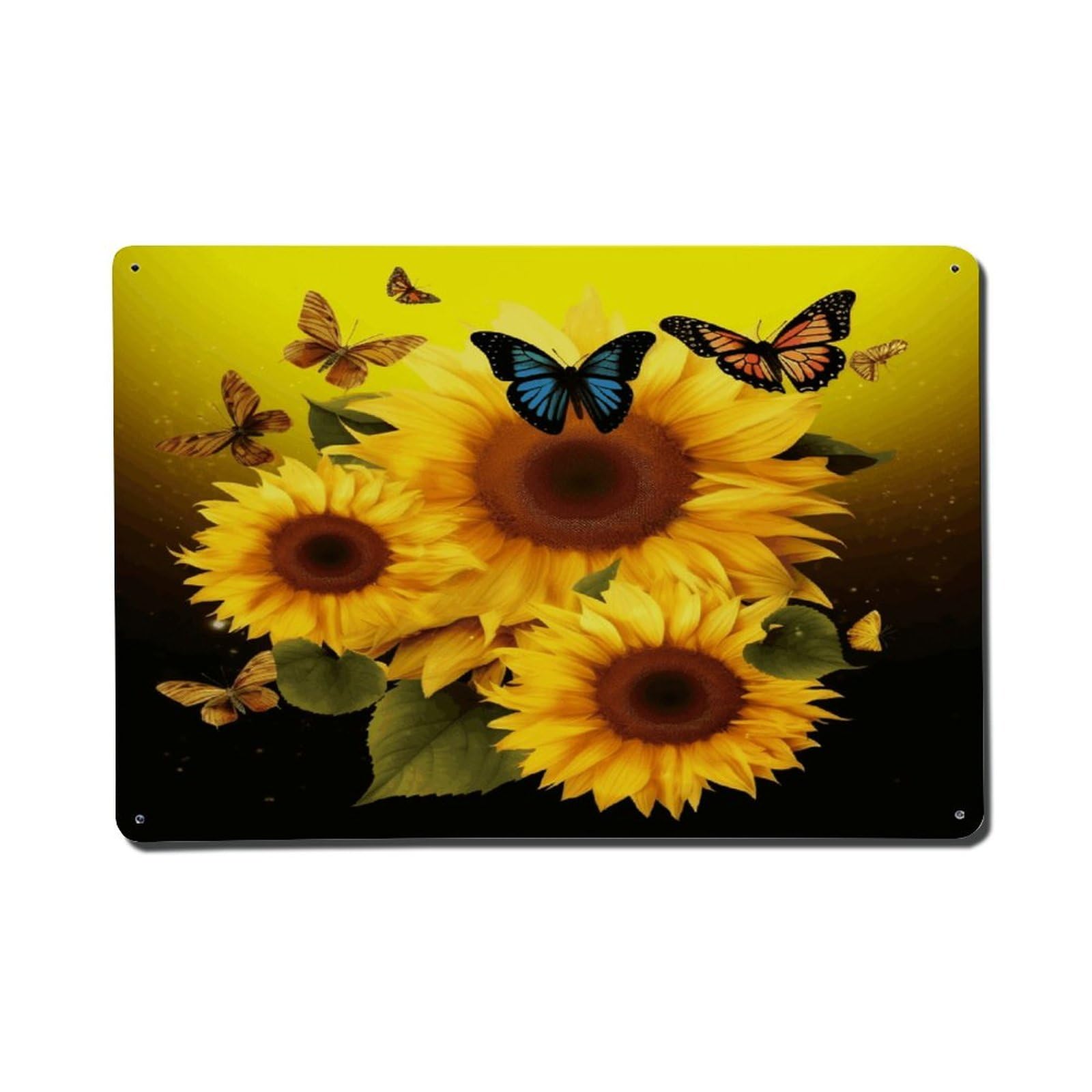 Adfgyerh Style Sunflower Floral Butterflies Art Metal Signs Funny, Aluminum Tin Sign Indoor Outdoor Decor, Vintage Signs For Home Office Kitchen Bar Cafe Garden Farmhouse Wall Decor