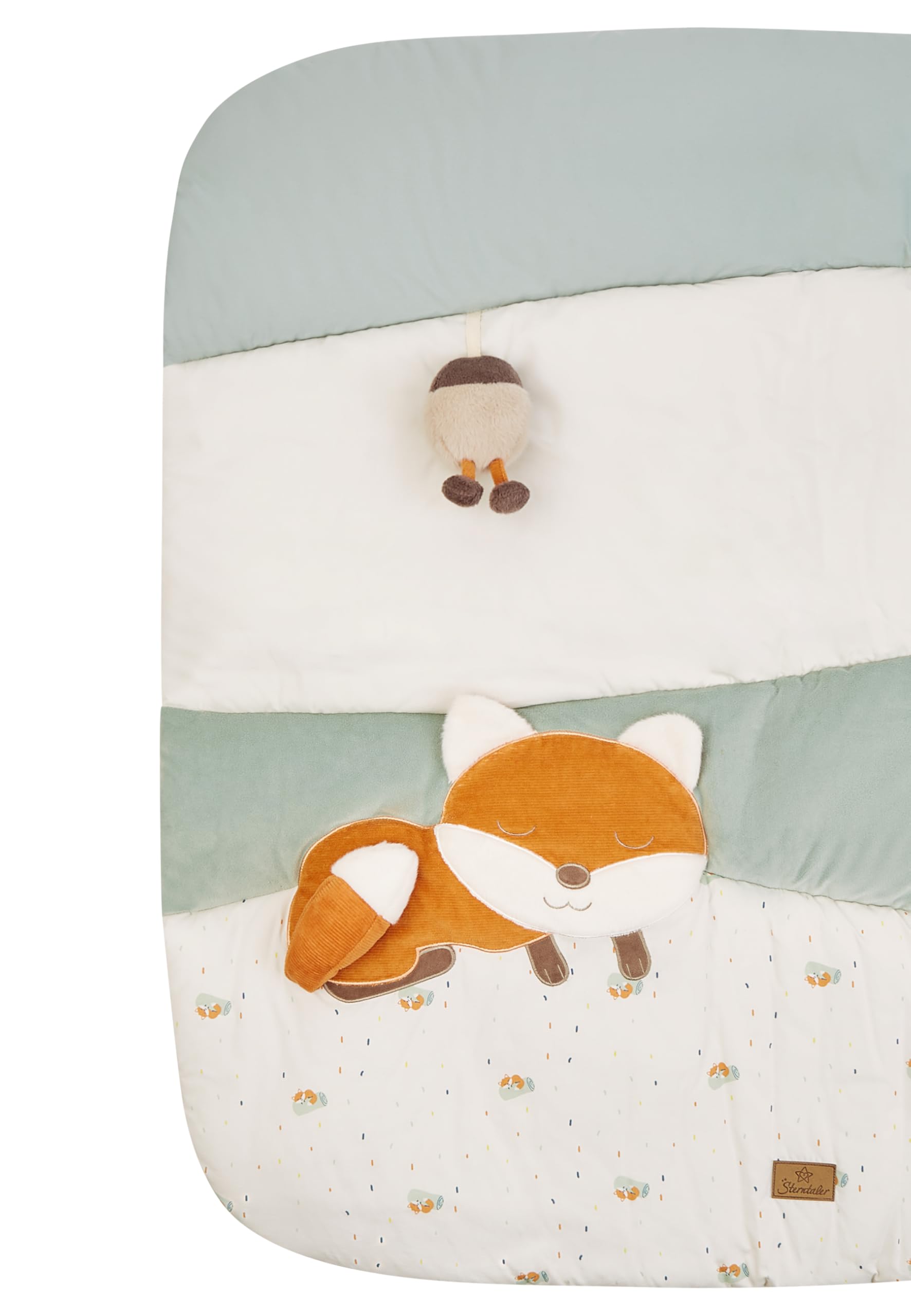 Sterntaler Spieldecke Fuchs Filou - 100x100cm - wattierte Baby Activity Decke mit Spiegelfolie, Quietsche, Rassel & Beißring - Krabbeldecke waschbar - Geschenk Idee - Jungen & Mädchen, lichtgrau