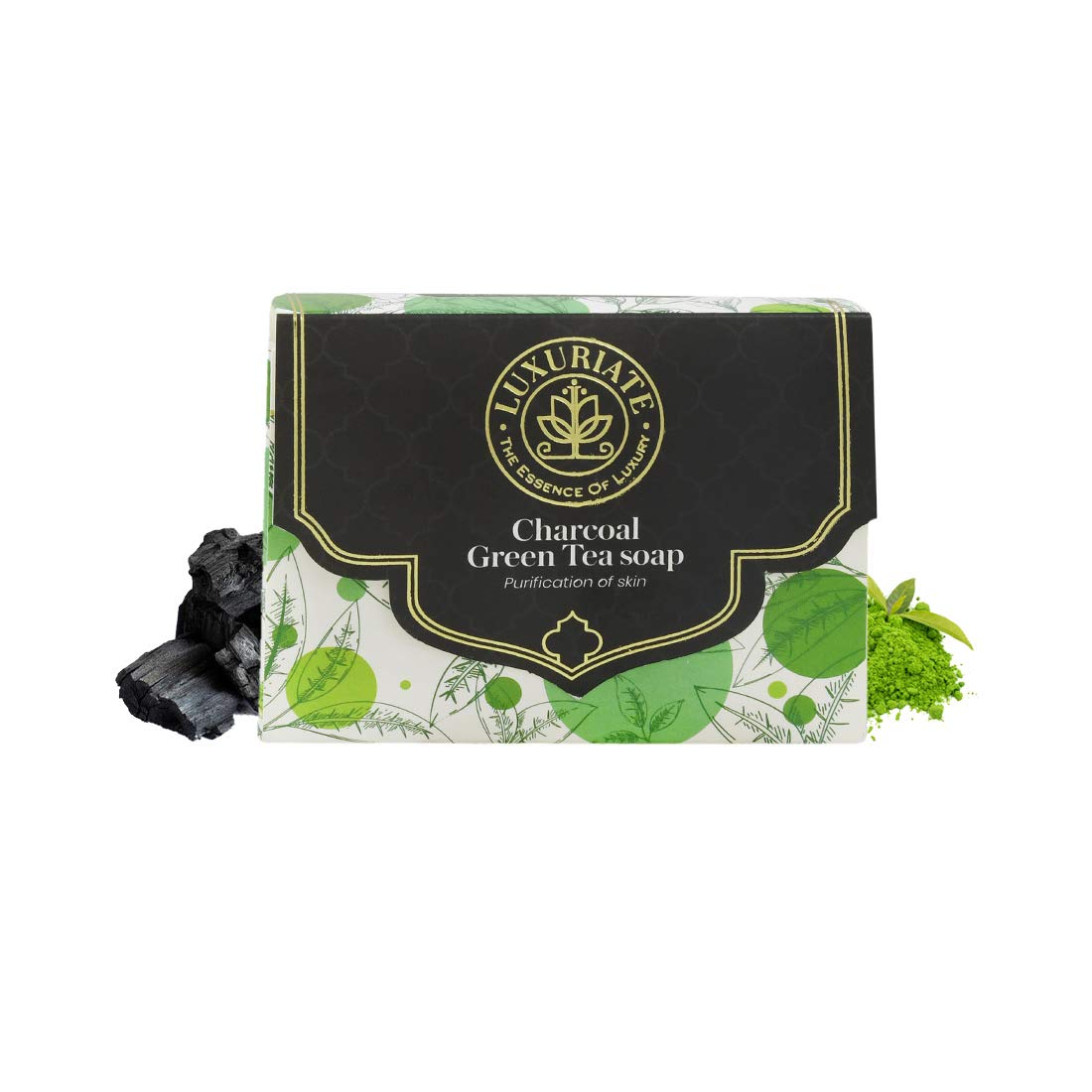 Charcoal Soap Green Tea Soap (125 Gm) | Luxury Premium Soap | Natural Soap | Handmade Organic Soap | Paraben & Chemical Free | Bath Soap for Men Women