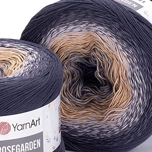 Image of Yarn Art Flowers Rosegarden 100% Cotton 250gr 8.80 oz 1094yds Multicolor Cotton Yarn Rainbow Crochet Yarn Spring Summer (323)