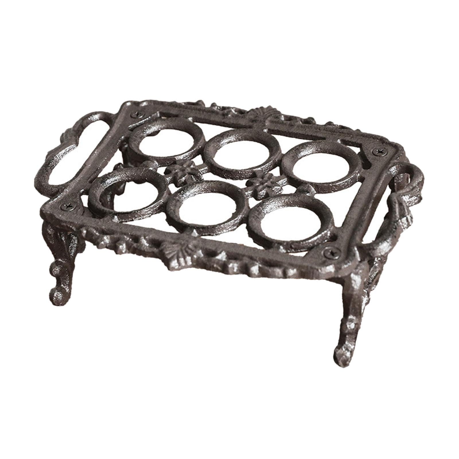 Egg Storage Rack Soporte de Huevos Vintage en Hierro Fundido con Base Estable Y Diseño Clásico Bandeja Organizadora Y Decorativa Adecuada para Cocina, 6 Rejillas, Individual