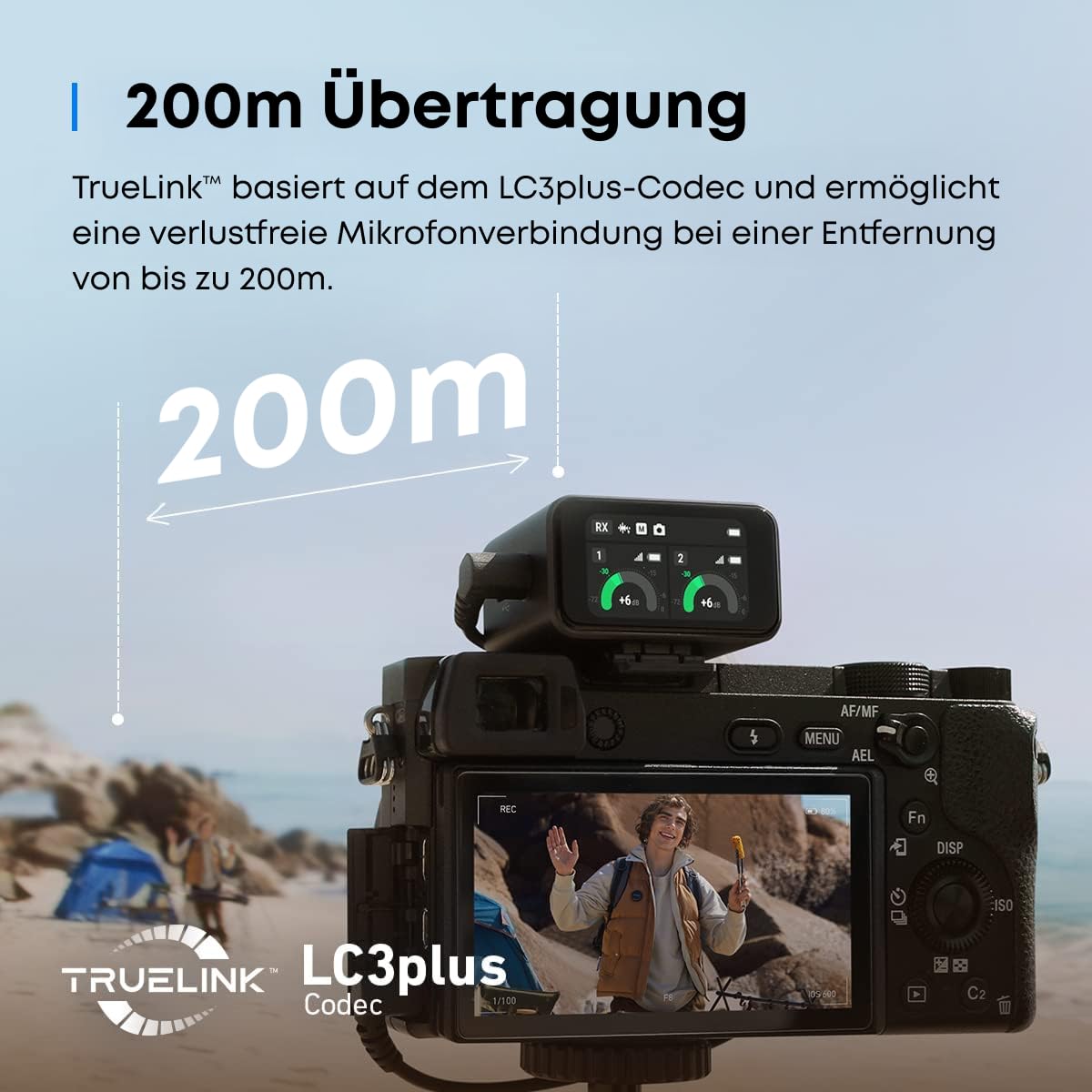 AnkerWork M650 Kabelloses Lavalier Mikrofon, Professionelle Geräuschunterdrückung, Magnetisches Cover, 2-Kanal Abnehmer, 200m Reichweite, 15k Akku, Vlogs & Livestream, Nicht geeignet für Konferenzen