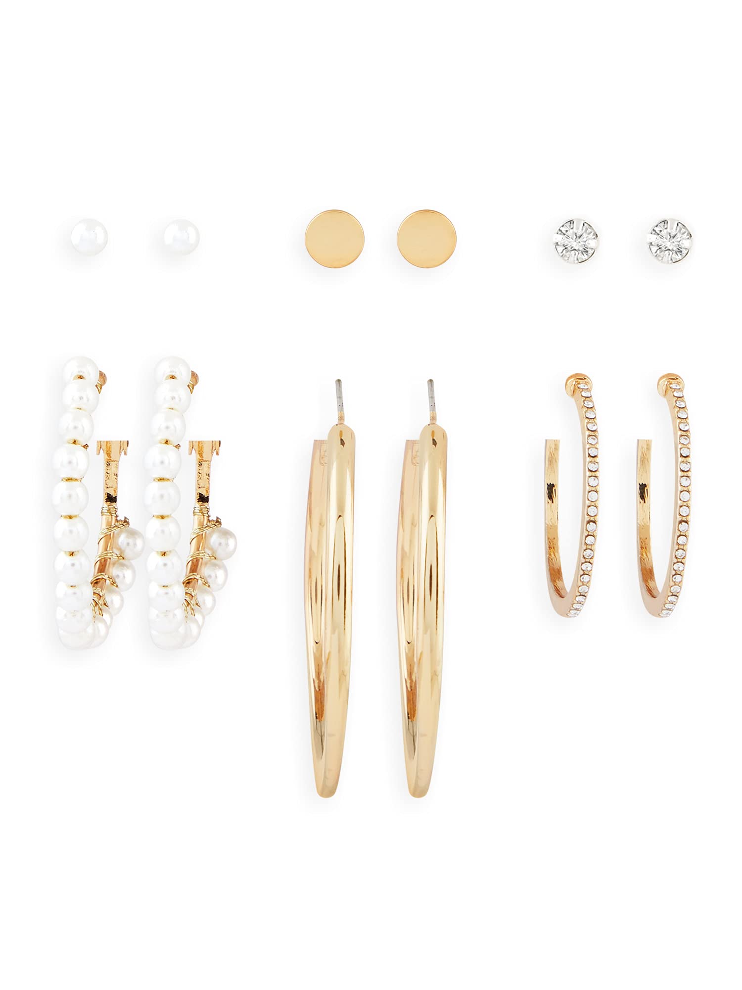 Zaveri Pearls Gold & Silver Tone Set Of 6 Contemporary Studs, Hoop & Semi Hoop Earrings For Women-ZPFK14976 (B0BG8QBHL8) Amazon Price History, Amazon Price Tracker