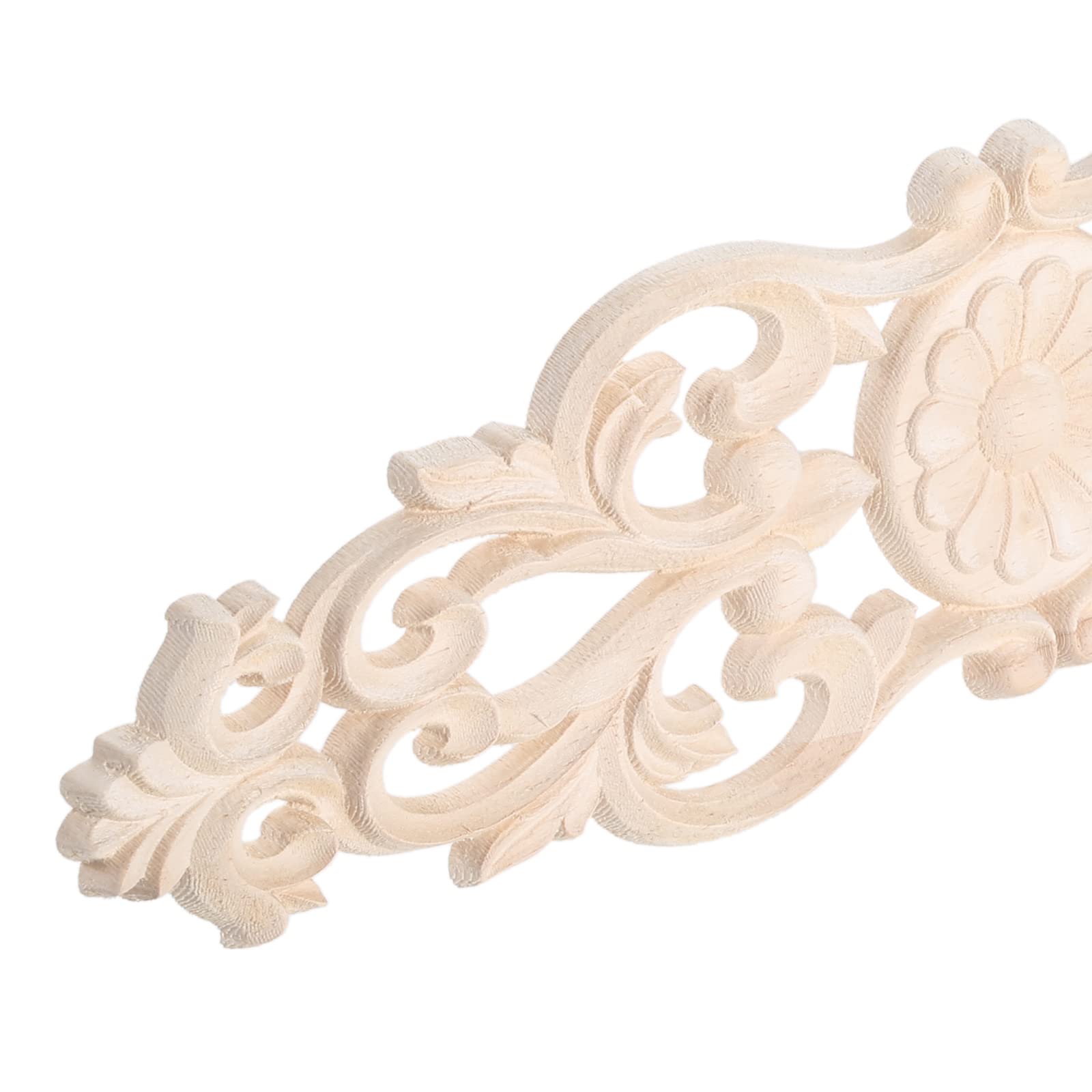 MUXSAM Wood Carved Onlays, 2Pcs Unpaint Decorative Appliques, Long Furniture Carving Decals for Cabinet Mirror Dresser Wall Closet Cupboard Bed Furniture Piece DIY Project, 32x8cm/12.6"x3.2"