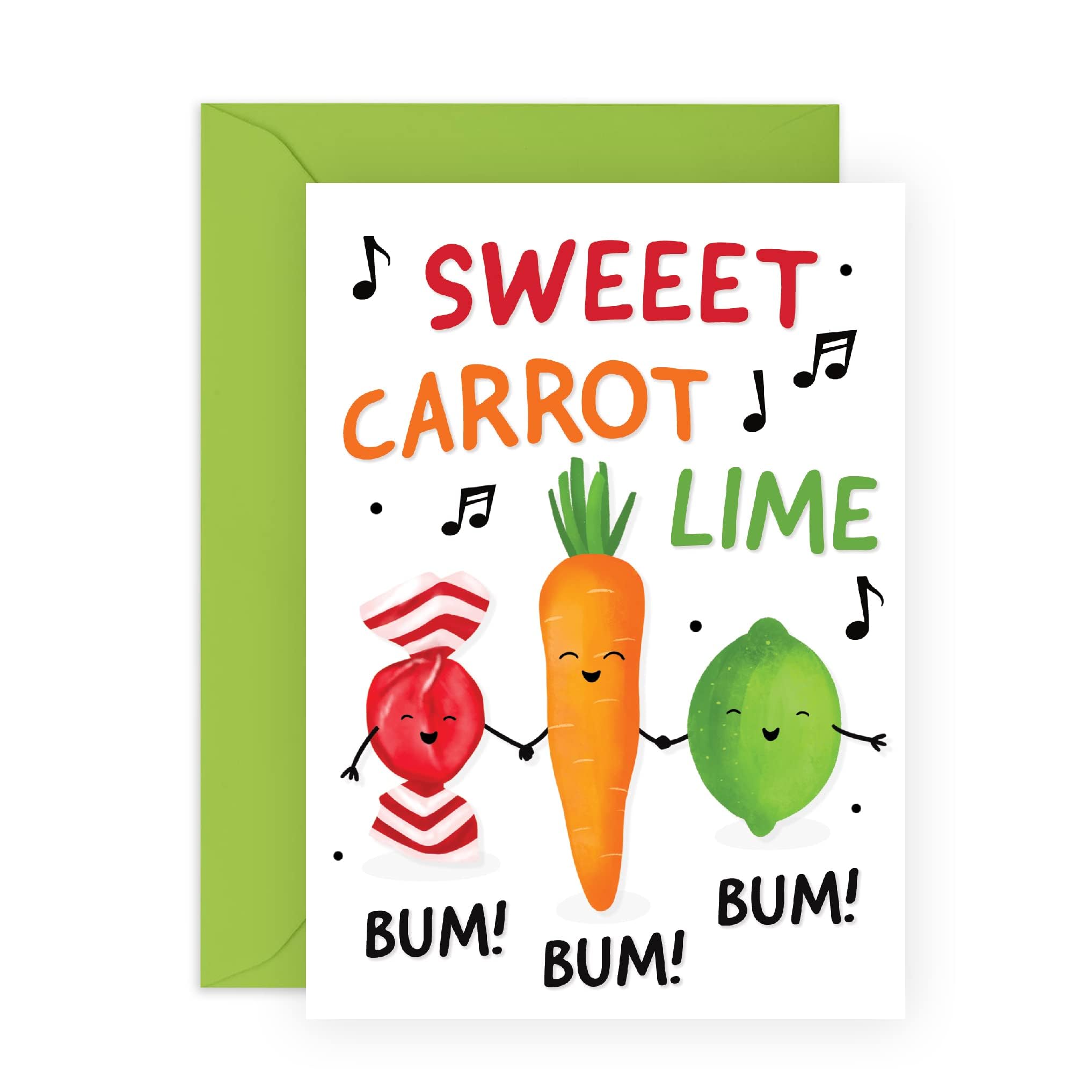 CENTRAL 23 Funny Birthday Cards For Women - Birthday Card for Men - Funny Gifts For Him Her - 'Sweet Carrot Lime' - Happy Birthday Card For Mom Dad -