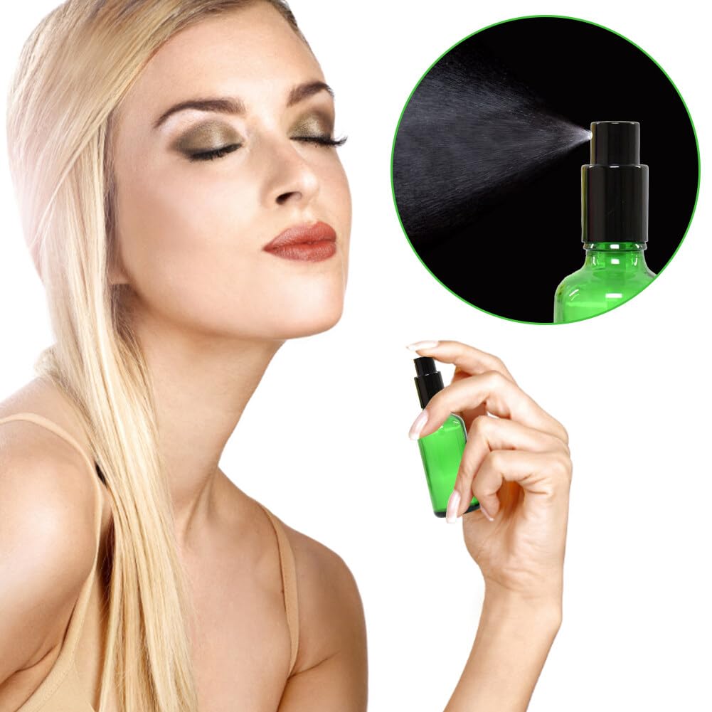 20 flaconi spray da 10 ml in vetro verde vuoto, kit viaggio flaconi per nebulizzazione fine nebulizzatore in vetro flacone vuoto riutilizzabile per oli essenziali, profumo, aromaterapia, farmacia
