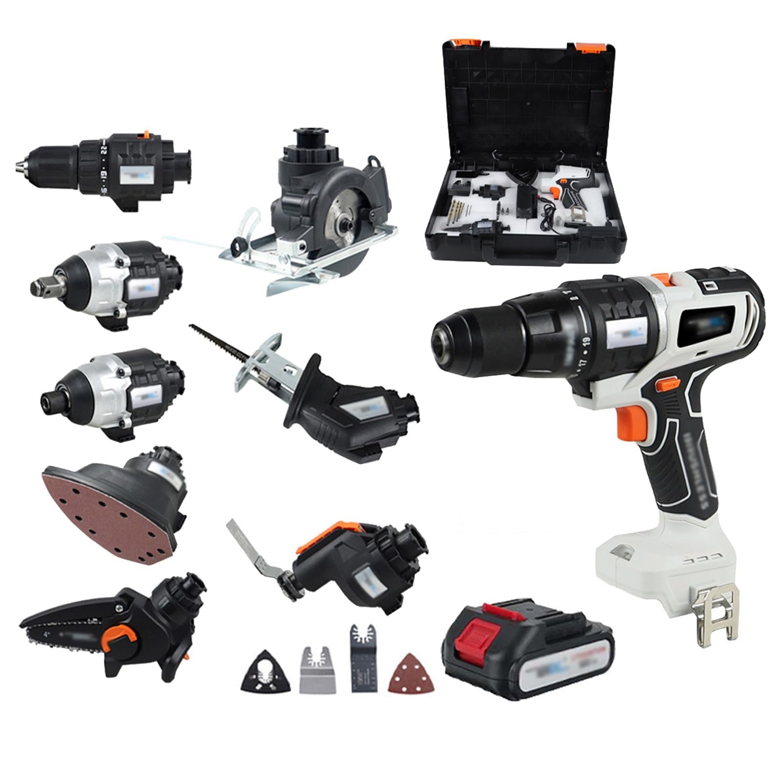 Kit d'outils électriques sans fil, design sans balais, batterie rechargeable de 6000 mAh, ensemble d'outils multifonctions portables pour projets de bricolage