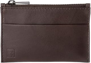 DUDU Portachiavi Uomo Donna in Vera Pelle a Bustina Borsellino con Zip Design Minimal 1 anello Marrone