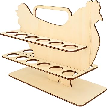 Rustic Wooden 2-Tier Egg Holder for Kitchen Countertop, 24 Slot Chicken Storage Rack Basket, Small Light Farmhouse Decor Display Stand, Eco Friendly Wood Counter Accessory fit Home