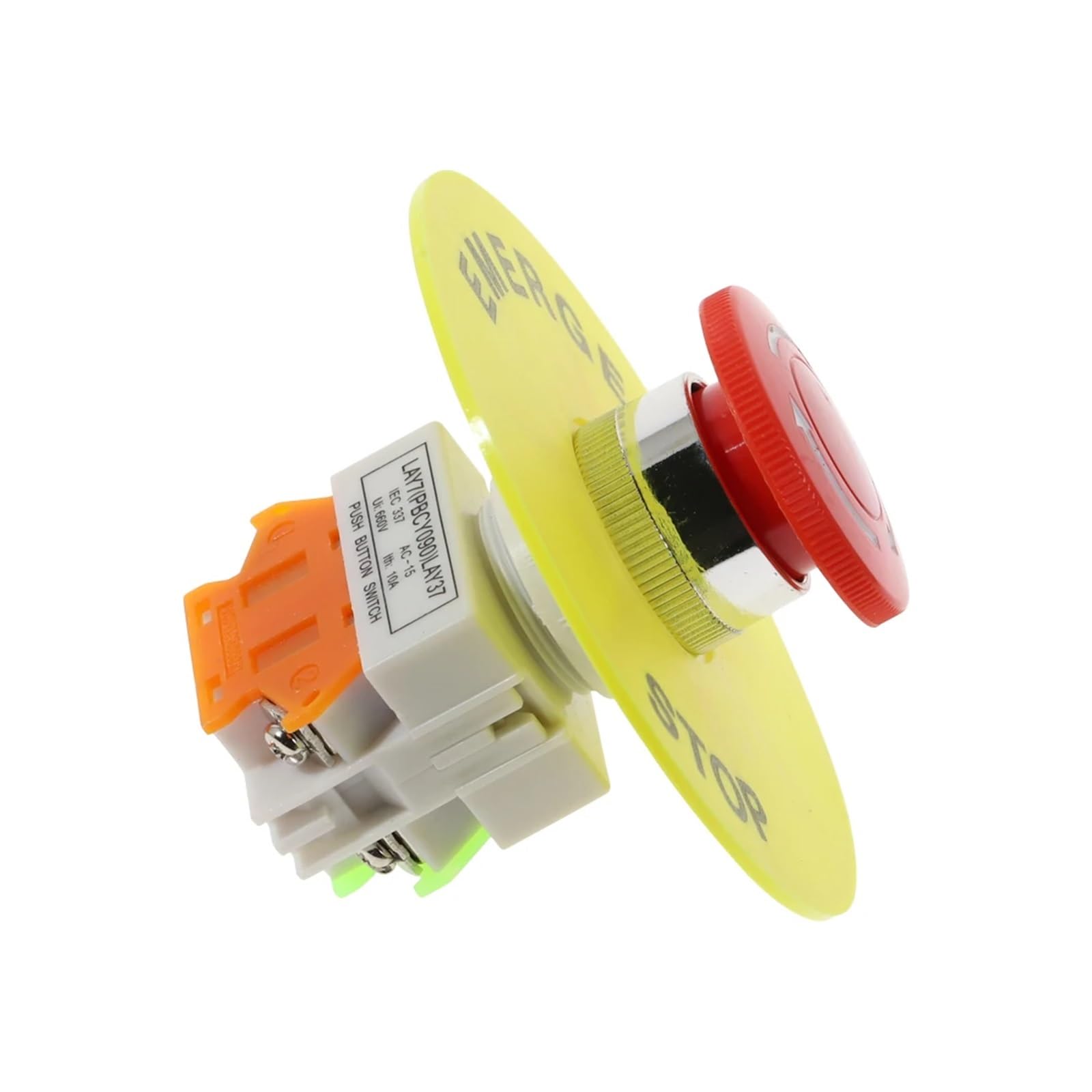 Interruptor pulsador tipo hongo de parada de emergencia con señal roja de carcasa CA 660 V 10 A
