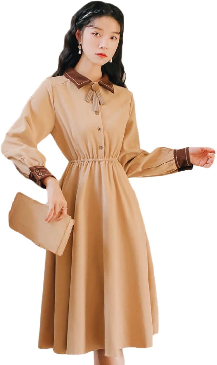 パーリーゲイツ レオパード柄 長袖 モックネック ワンピース ベージュ