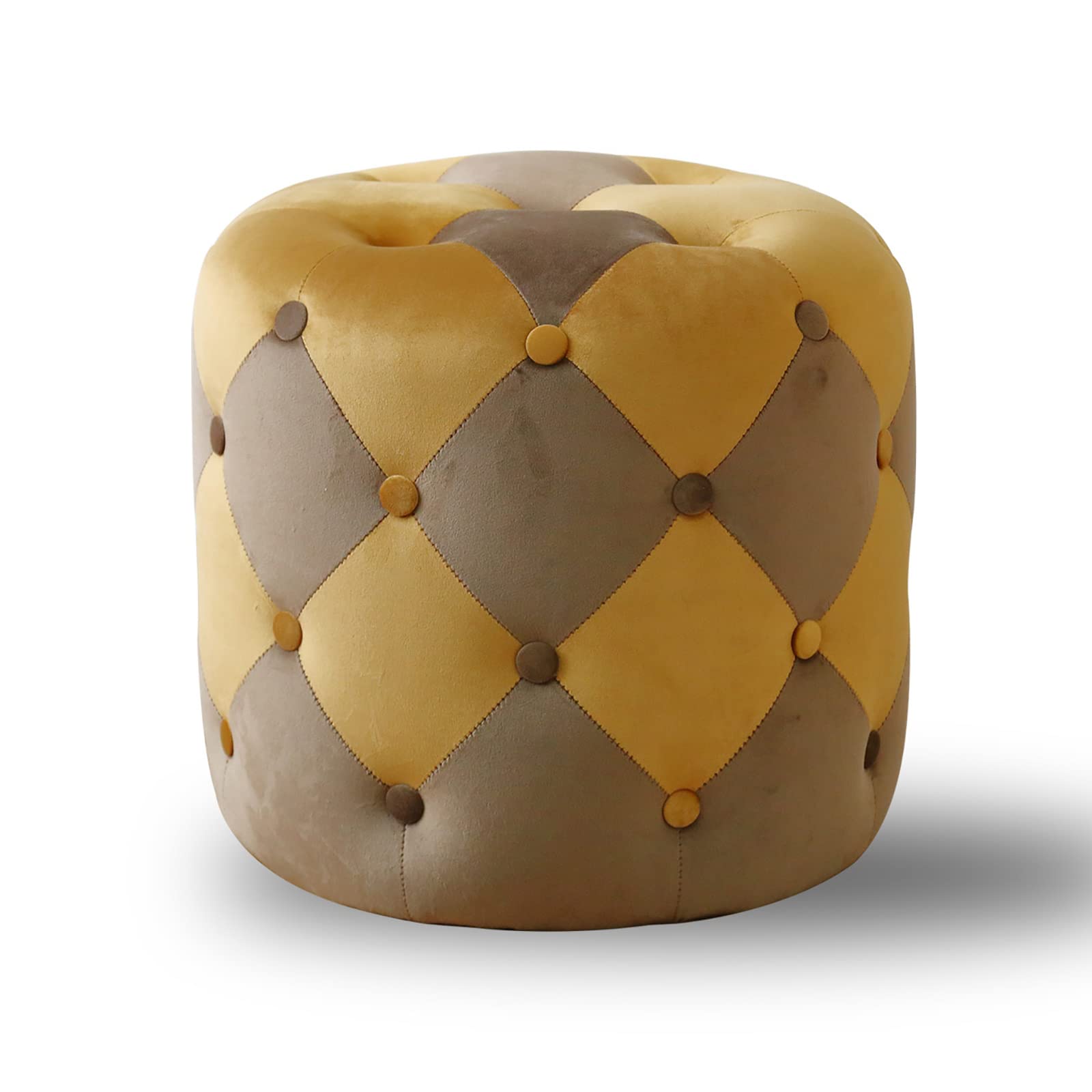 Tabouret repose-pieds rond en velours chocolat pour le salon et la chambre 45x45x41 cm