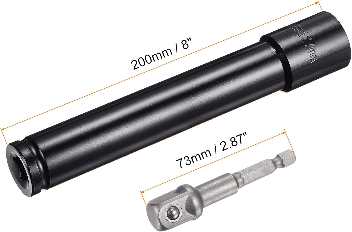 uxcell 1/2" Drive Socket Accessory Set, 27mm Deep 6-Point Impact Socket 8" Length and 1/4" Hex Shank Adapter