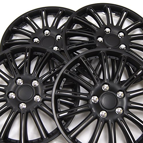 Image of Pack of 4 Hubcaps | Size 15-Inches | Wheel Covers | Style 1007 | Snap-On (Pop-On) Type Hub-caps (Not Fits Bolt-On Type) | Wheel Skin Cover WC5-15-1007-B