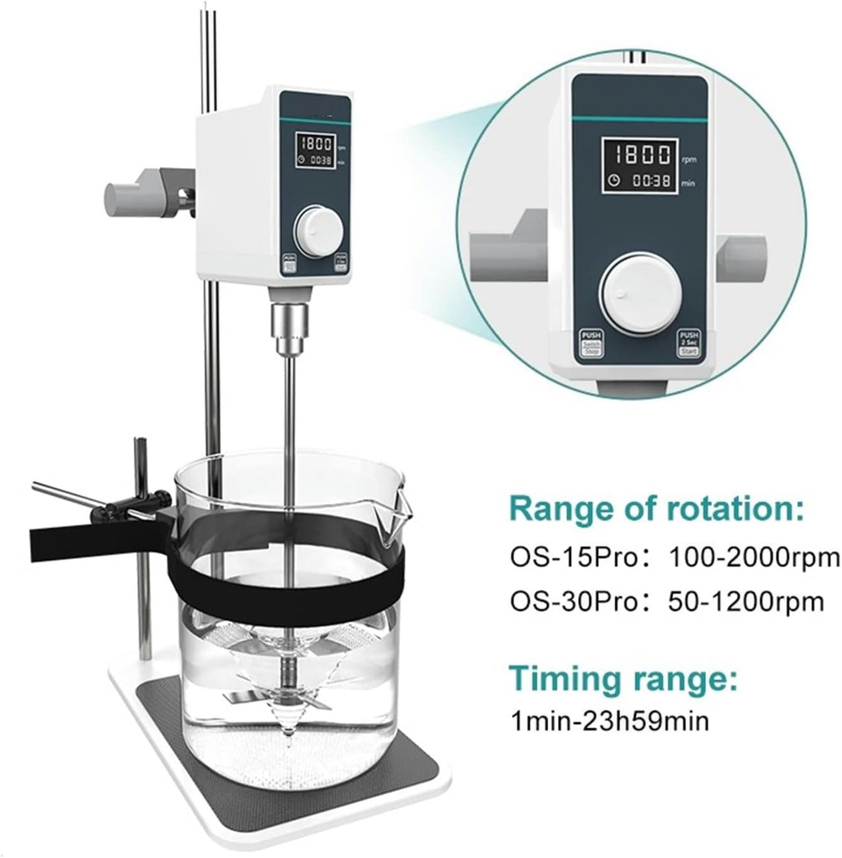 Agitador magnético, agitador eléctrico superior con pantalla digital, altura ajustable, gran capacidad, alta velocidad para uso en laboratorio