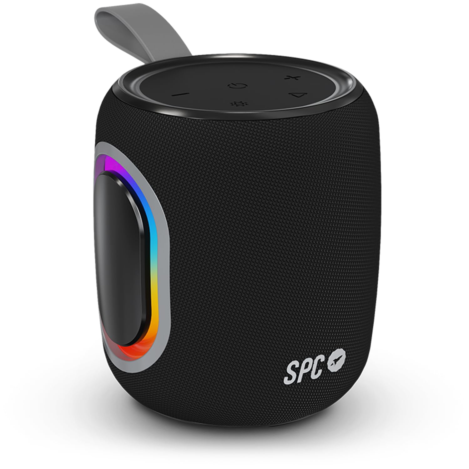 SPC Orbital Spark – Altavoz Bluetooth Potente 15W portátil | 24h de batería | Luces LED de Color | IPX6 Resistente al Agua | True Wireless | USB, microSD y Jack 3.5mm | Diseño ultracompacto
