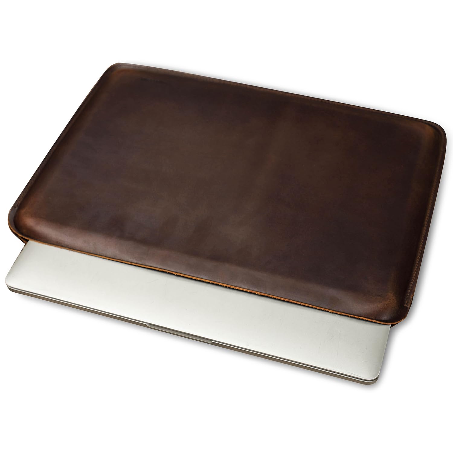 CataPurus Top Grain Leather 16.2" Slim PC Sleeve Case, Solid Vintage Design, Handmade, Compatible with MacBook Pro 16.2" A2485 M1 Max 15" Touch Bar