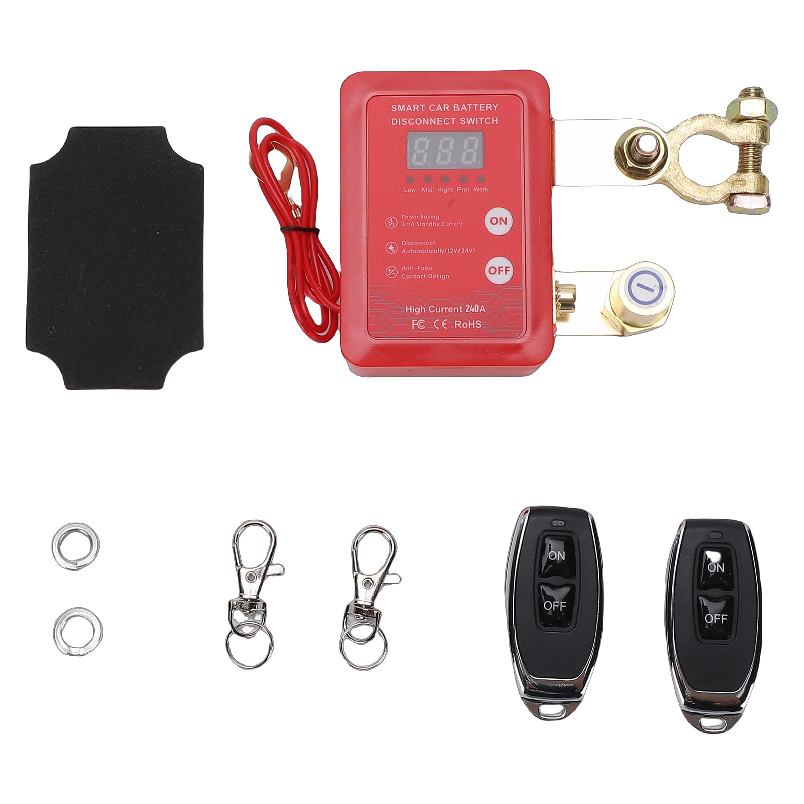Fabater Coupe-Batterie, Interrupteur de Déconnexion de Batterie à Distance Double Tension 12 V 24 V, Coupe-circuit pour Voiture avec Affichage de Tension LED et Protection Antivol pour Voitures,