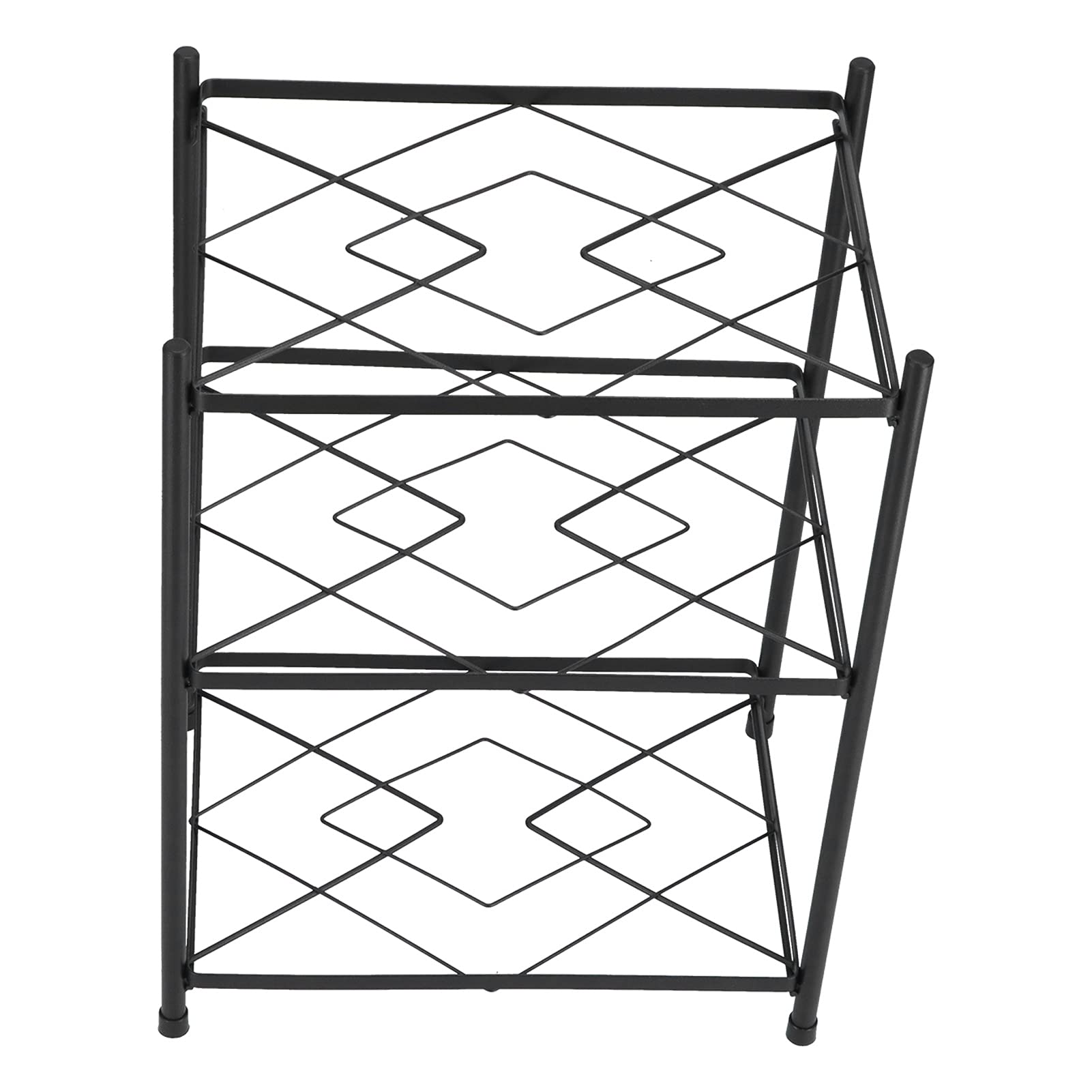 KIMISS Multi Layer Pot Rack - Standing Pan Organizer and Holder Shelf for Kitchen Cookware and Electric Cookers, Heavy Duty Storage Solution (Black square pot rack three-layer (floor-standing)