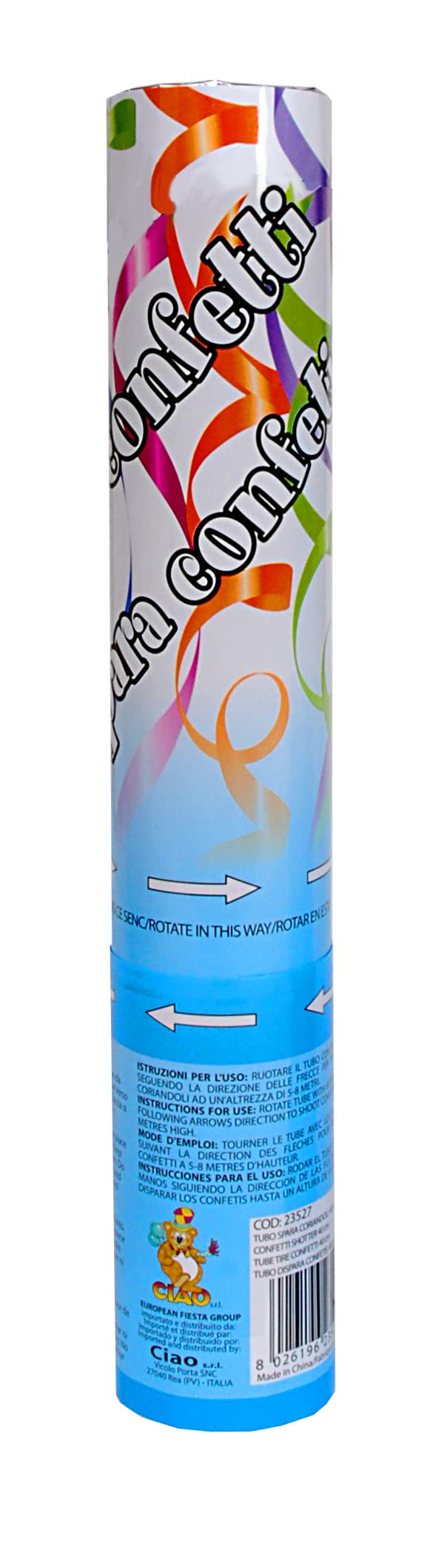 Cannone Sparacoriandoli Ciao – Tubo Da 30 Cm Multicolore – Per Compleanni, Feste E Capodanno - 4