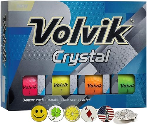 Volvik Crystal - Juego de 3 pelotas de golf de color premium