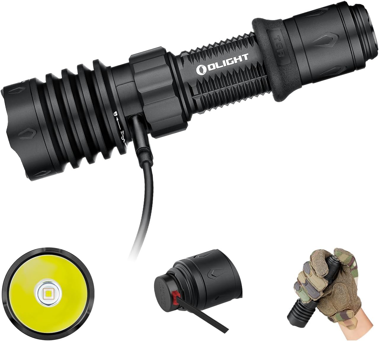 OLIGHT Warrior X 4 Lampe de Poche Tactique Rechargeable 2600 LM 630M | Charge via USB-C, Fourni Avec un Étui en Cuir, Étanche IPX8, Adapté aux Activités de Plein Air, au Camping et à la Chasse