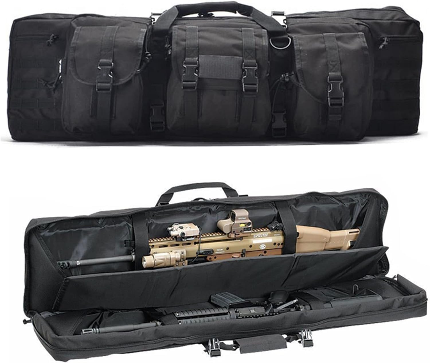 Bolsa de Rifle táctico Plegable,Funda para Fusil Airsoft Funda Escopeta Porta Caza Estuche de Rifle Doble Largo para Caza, Tiro, Pesca, Senderismo