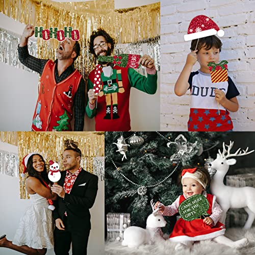 31Stück Weihnachten Foto Requisiten,Fotobox Accessoires für Weihnachten,Weihnachtsparty Foto Booth Requisiten Dekorationen,Party Zubehör,Tischdeko Geburtstag,Silvester Foto Requisiten,Party Deko